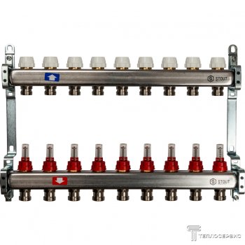  Коллектор из нержавеющей стали с расходомерами 9 вых.