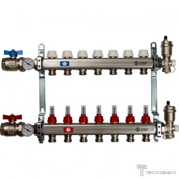  Коллектор из нержавеющей стали в сборе с расходомерами 7 вых.